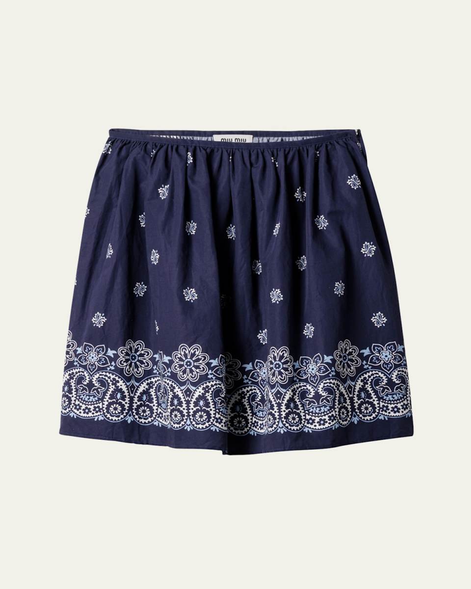 Poplin Fiammato Bandana Knee-Length Skirt